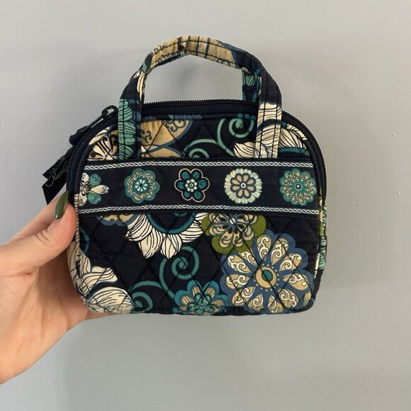 Vera Bradley Small Top Handle Bag Blue Teal Green Floral Paisley Pattern F-190 - Picture 3 of 8